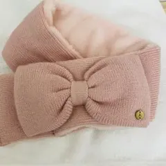 Ampersand リボン付きピンクマフラー