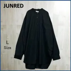【美品】 JUNRED ワイドスリーブグロスバンドカラーシャツ ブラック L