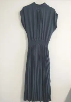 ブルーグレー ノースリーブ ロングワンピース