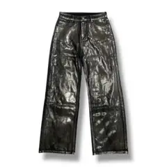 Waxed coating baggy denim pants archive