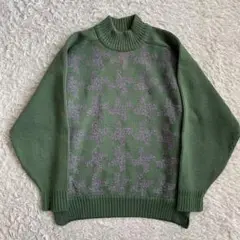 【美品】クリスチャンディオール ウール セーター ニット 千鳥格子 グリーン