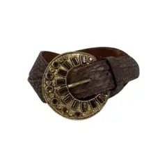 【未使用・美品】 ベルト 太め 黒 GianniPizzini ジャンニピジーニ Gianni Pizzini/ジャンニピジーニ レザー ワイドベルト