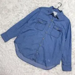 ユニクロ✨美品　デニムシャツ　オーバーサイズ　JWAコラボ　長袖　ブルー　（M）