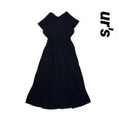 美品✨　ur's ユアーズ　シャツワンピース　Ｖネック　ロング　フレア