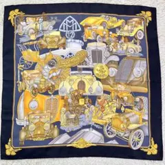 ほぼ未使用 HERMES 超大判 シルクスカーフ カレ90 オートモービル