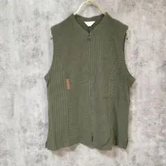【美品】もめん畑 ベストフルジップ ノースリーブ トップス カーキ L