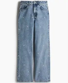 【未使用】H&M 星柄刺繍入り ストレートレギュラーデニム