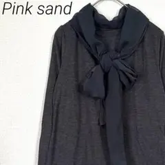 Pink sand カットソー 長袖 胸元リボン シンプル きれいめ オフィス