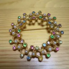 ガラスサークルブローチ　Christmas