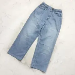 ヤヌーク　ストレッチ　Roomy ワイドストレート　S デニムパンツ 青　1