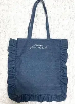 ✨美品　フリルデニムトートバッグ