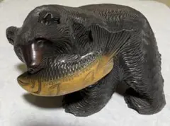 木製 クマ 魚 置物 オブジェ インテリア