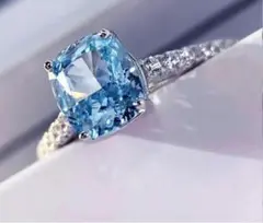 送料無料Pt950ダイヤモンド 1.50ct シーブルーリング (証明書付き8n