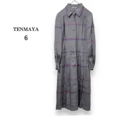 美品【TENMAYA】天満屋　シルク100% 長袖シャツワンピース　ドット柄　6