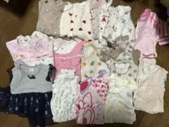 【60〜70サイズ】女の子長袖ロンパース、長袖肌着ロンパース18点