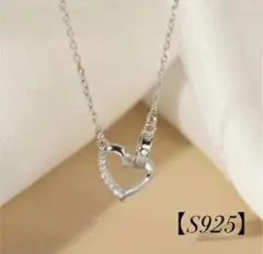 ♣︎オープンハートネックレス♣︎ s925 プラチナ 人工ダイヤ 華奢 シンプル