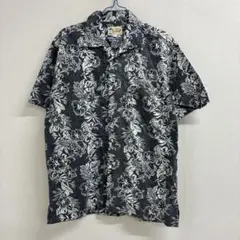 Roushatte 半袖アロハシャツ L グレー系 花柄　△12
