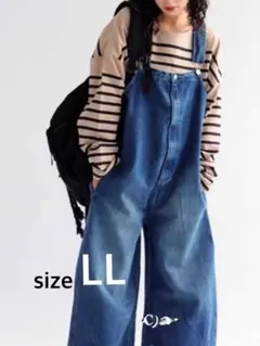 デニム サロペット【LL】オーバーオール ワイド シンプル ユニセックス 定番