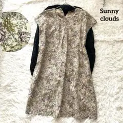 Sunny clouds サニークラウズ ゴブラン織り風プリントワンピース M