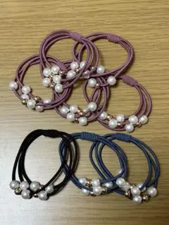 パール付きヘアゴム 8個セット