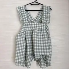 SHEIN CURVE グリーンチェック グリーン ホワイト ビスチェ 1XL