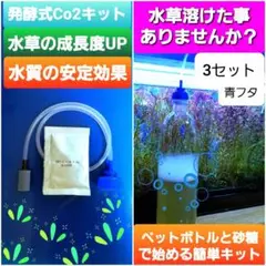【匿名ヤマト便】水草 光合成 発酵式Co2添加キット【青フタ 3セット 】