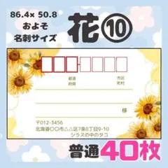 【お花⑩】宛名シール　差出人シール　普通サイズ　40枚　シンプル　花　フラワー