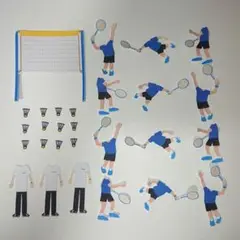 バドミントン★青★色紙・寄せ書き用シール12枚セット★卒業　引退　卒団