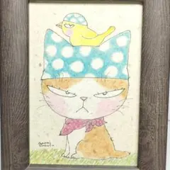 ペン画　お花（額付）