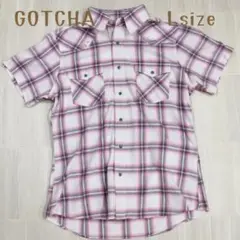 ピンクチェックシャツ　レディースLサイズ/美品