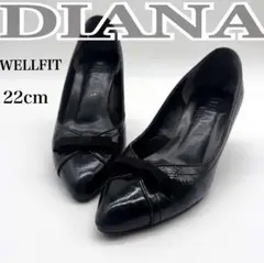 美品✨ ダイアナ WELLFIT パンプス ブラック エナメル リボン