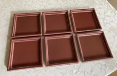 神農巌作　辰砂 角皿　6枚セット