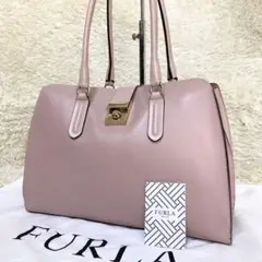 【美品】 フルラ ミラノ ハンドバッグ トートバッグ 金具 レザー ピンク