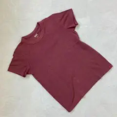 ユニクロ Tシャツ 半袖 無地 レッド クルーネック コットン Mサイズ