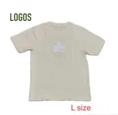 LOGOS ロゴ入り ベージュ Tシャツ　L size