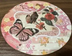 額縁コラージュ　和柄ピンク　ハンドメイド　原画