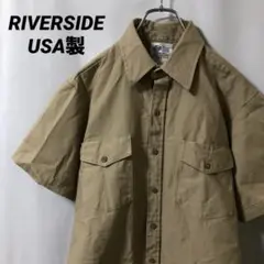N-4714 RIVERSIDE アメリカ古着 USA製 ワークシャツ 無地 L