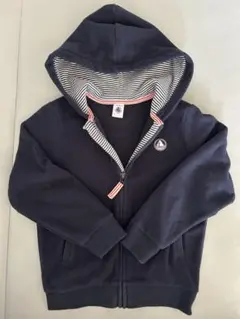 PETIT BATEAU(プチバトー) フード付きネイビー フリースジャケット