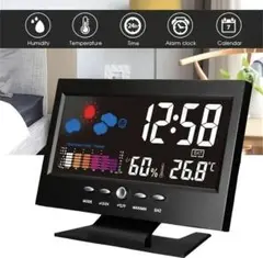 デジタル天気予報付き目覚まし時計 静音スヌーズ機能ナイトライト
