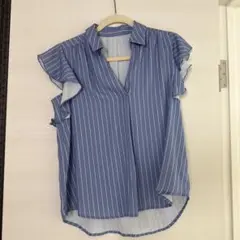 IN ノースリーブシャツ 青と白のストライプ