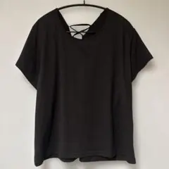 ブラックオープンバックTシャツ 3L