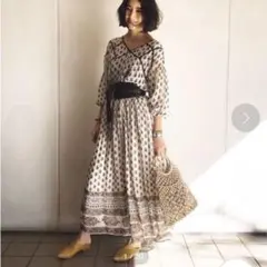 トゥデイフル ジョーゼット パターン ドレス ワンピース 38 総柄 小花