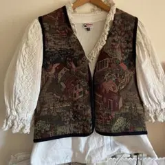 ⭐美品⭐ゴブラン　タペストリー　ベスト EU ヨーロッパ ヴィンテージ
