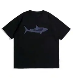 Ｔシャツ カジュアルシャツ 半袖 メンズ 黒 ブラック L サメ 鮫 #1