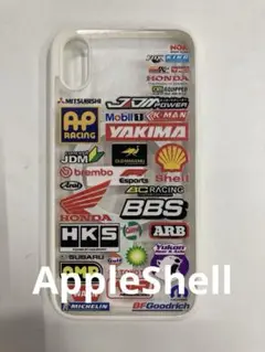ステッカーデザイン iPhone用ケース マグネット吸引 ホワイト ロゴ 耐衝撃