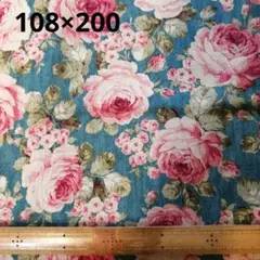 生地　コスモテキスタイルバラ柄 綿麻 108×200 cm