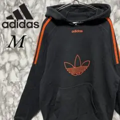 【激レア】adidas⭐︎トレフォイルロゴ 黒オレンジ 刺繍 スリーストライプ