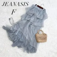 ジーナシス/ロングスカートタックボリュームチュール/F/グレー/極美品✨️