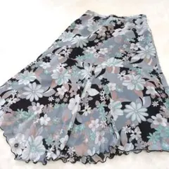 イレヘム　花柄シフォンフレアスカート　ロング　変形　日本製