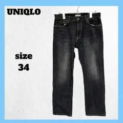 UNIQLOユニクロ デニム ジーンズ ストレート レギュラーファット ブラック